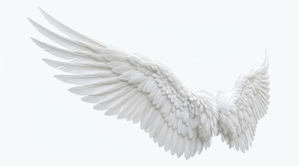 Naklejka premium Majestic White Feathered Angel Wings Spread Open Isolated on a Clean White Background for Creative Projects