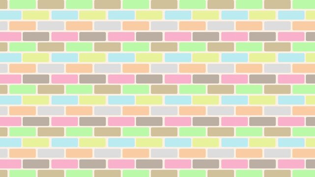 Seamless pastel brick pattern background looping motion graphics.
