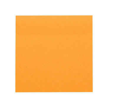 A single blank orange sticky note isolated on a transparent background