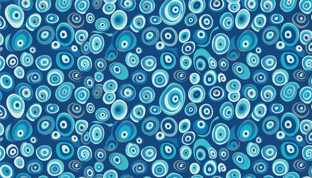 Blue evil eye amulet seamless pattern representing protection and warding off bad luck in ethnic style.