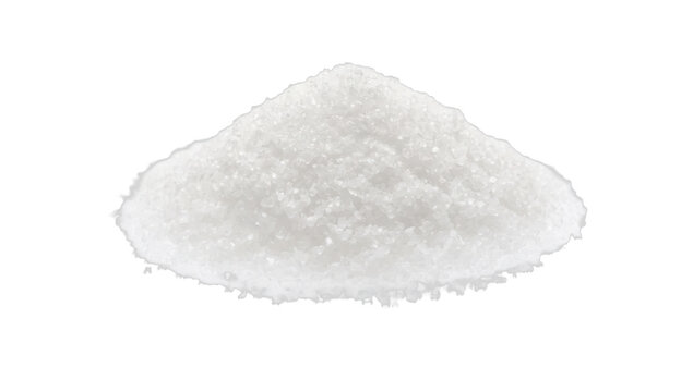 Pile of white crystalline salt isolated on a transparent background