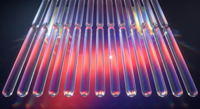 Futuristic Holographic Prism Glass Tubes Row Abstract Synthwave Neon Background