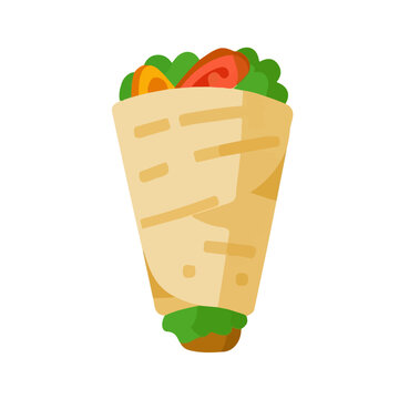 Shawarma, flat 2D illustration, minimal modern design, clean shapes, isolated on a white background.