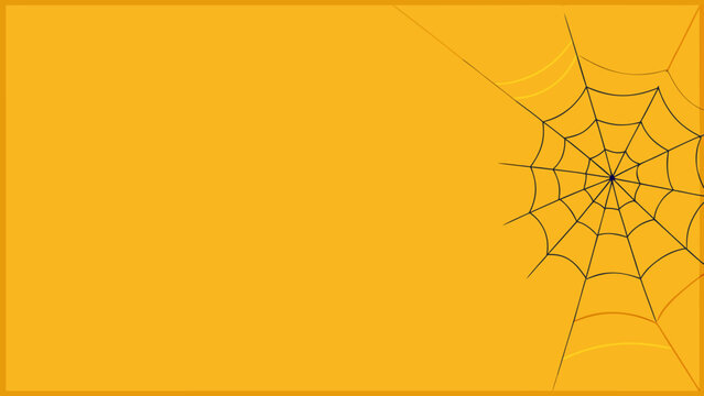 Detailed spider web corner pattern on bright yellow backdrop offers expansive space for autumn themed marketing collateral layouts.