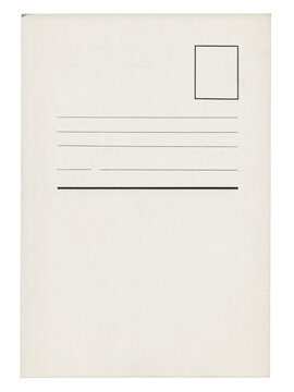 Blank vintage postcard template in a vertical format with copy space isolated on a transparent background
