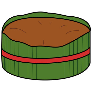 Flat style icon illustration of traditional Chinese nian gao rice cake wrapped in leaf isolated on transparent background. Graphic design element clip art for holiday assets.