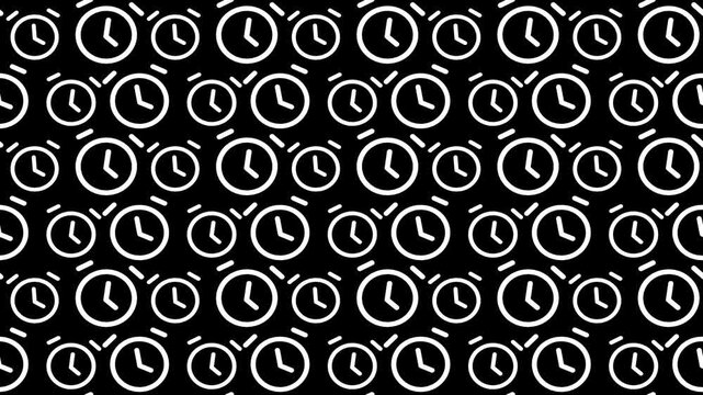 Seamless Pattern of Minimalist Alarm Clock Icons in Resolution Background 4k Motion Loop
