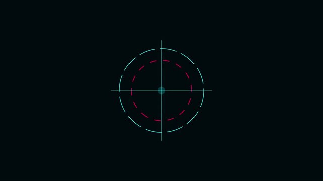Digital hud target reticle overlay, futuristic sci-fi aiming scope interface, minimalist motion for gaming and ui animation 4k
