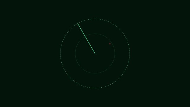 Digital radar screen interface with scanning motion and target detection animation 4k sonar