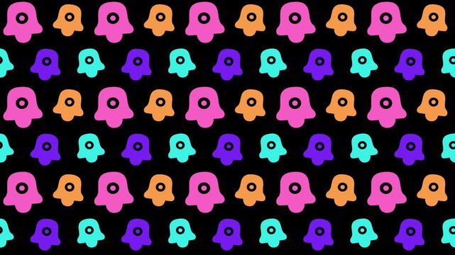 Vibrant Neon Hamsa Hand Pattern Design for Modern Digital Backgrounds 4k Motion Loop