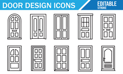 Obraz premium Architectural Door Shapes and Decorative Entryway Outline Icon Collection