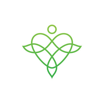 Healthcare and Medical Logo with Human, Heart and Leaf Element Combination