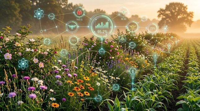 Smart Agroecology and Biodiversity Strip: Wildflower Pollinator Habitat in Crop Field with AI IoT Environmental Monitoring

