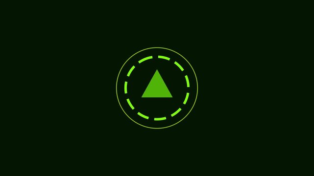 Green neon triangle loading with pulsing circular progress indicator animation 4k