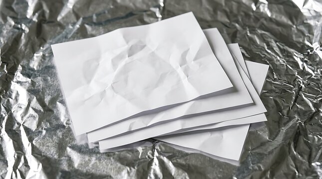 Stack of blank envelopes wrapped in crinkled aluminum foil for secure packaging.