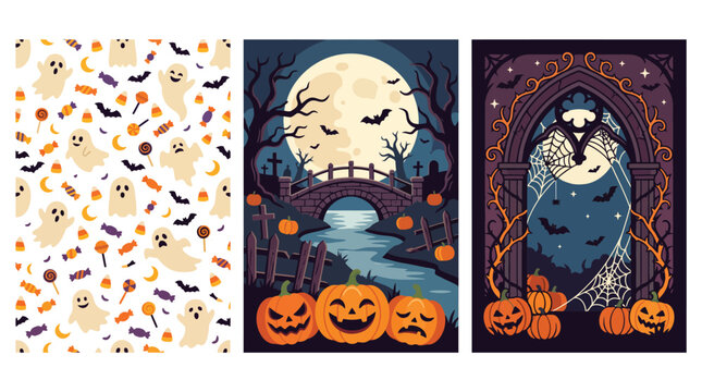 Spooky and delightful halloween backgrounds a collection of eerie and festive designs for your seasonal celebrations and digital projects