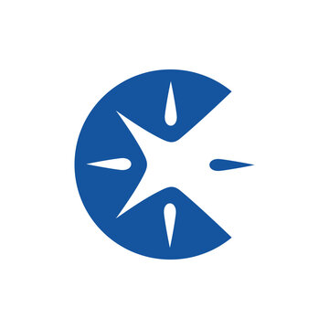 Letter C Logo with Spark Shape Element
