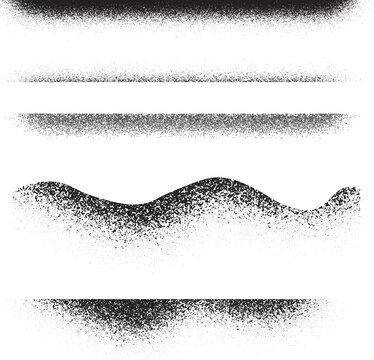 Grunge spray paint noise grain divider line, border and texture edge, overlay, customizable stroke, vector