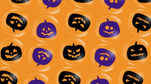 happy halloween pumpkins scary face glass balls  animated banner repeat pattern video footage
