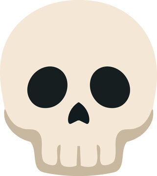 Minimal Halloween skull icon with large black eye sockets and a simple bone-colored design in clean
