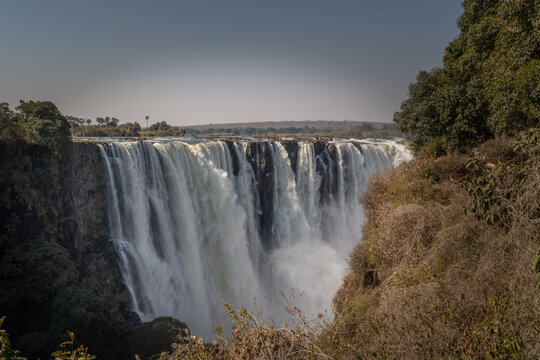 Closeup of the Victoria falls, on the Zimbabwe Zambia Border.