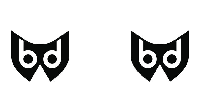 Abstract bd letter monogram logo vector in bold black style for modern corporate branding