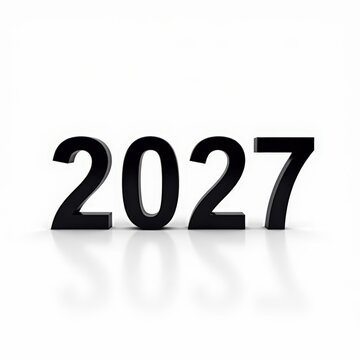 Bold black 2027 numbers on white background symbolizing new year, future, countdown, digital calendar, or annual concept