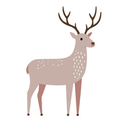 Obraz premium Deer, flat 2D illustration, minimal modern design, clean shapes, isolated on a white background.