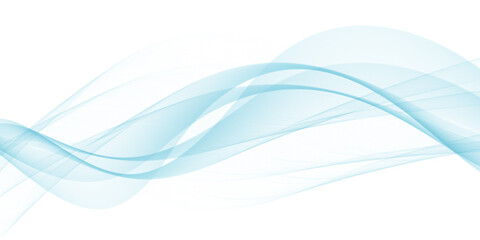 Fototapeta premium Abstract blue wave on white background with smooth flowing transparent lines and curves