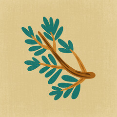 Naklejka premium Green leaf clipart, aesthetic nature cartoon illustration