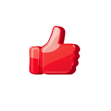 3D stylized red thumbs-up icon isolated on transparent background for approval, success, and positive feedback