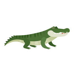 Fototapeta premium Crocodile, flat 2D graphic illustration in a modern minimal style, isolated on a white background.