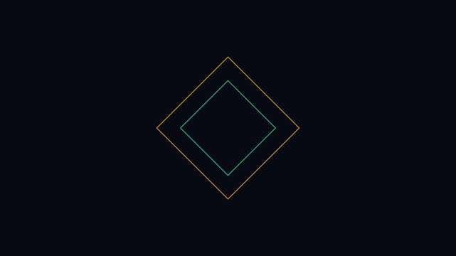 Minimalist neon diamond shape animation on dark 4k background, for modern motion