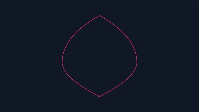 Minimalist red leaf shape outline animation on dark 4k background