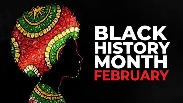 African woman silhouette with traditional pattern for Black History Month