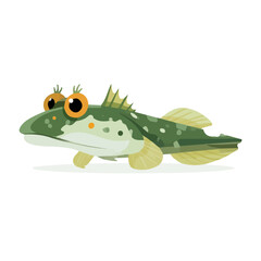 Obraz premium Mudskipper, flat 2D graphic illustration in a modern minimal style, isolated on a white background.