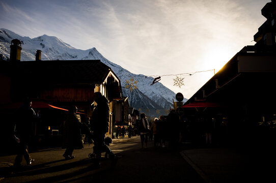 View of the the ski town of Chamonix, France.