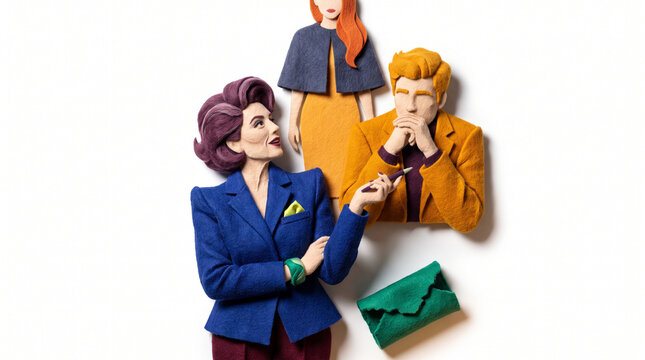 Fashion influencers discussing trends with colorful outfits and accessories  
