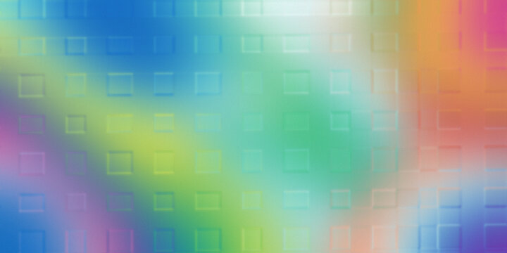 Textured square motif on soft colorful gradient blur background art.