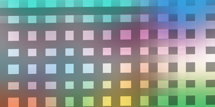 Vibrant geometric grid overlay on colorful soft blurred background art.
