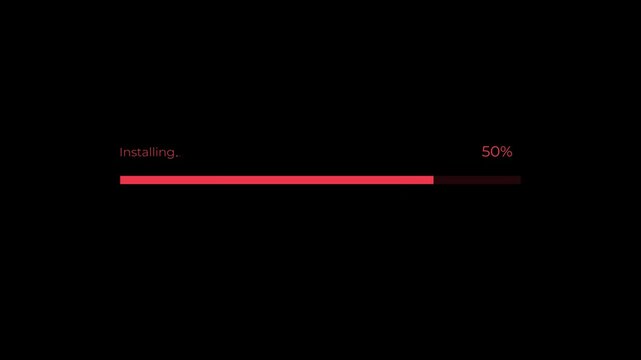 Installing system updates with progress bar concept. Motion graphics of software update. Animation of 4k video. 
