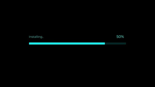 Installing system updates with progress bar concept. Motion graphics of software update. Animation of 4k video. 
