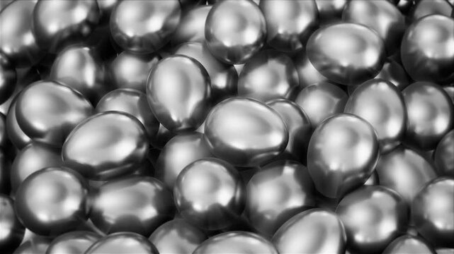 Stacked Glossy Silver Easter Eggs