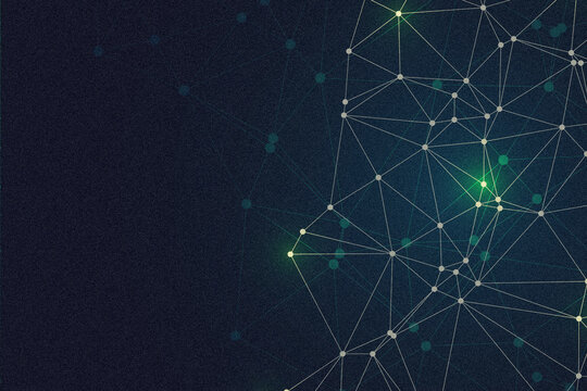 Futuristic global network connection with glowing nodes and data flow visualization