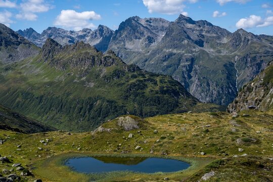 mountain landscape with lake, Silvretta, Tyrol, Austria