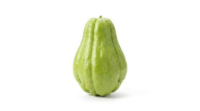 Fresh whole chayote vegetable isolated on white background.
