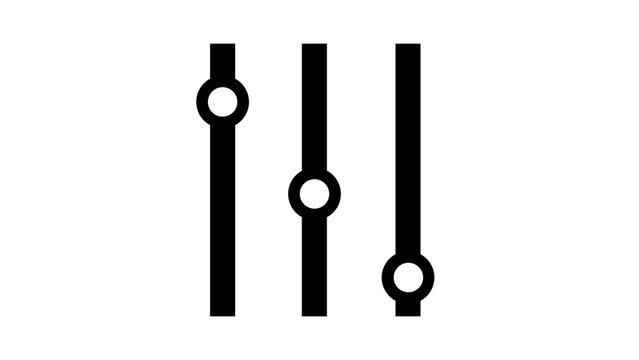 Black audio mixer equalizer sliders control panel vector icon symbol with volume sliders sound board music production mixing console dj equipment media player vector graphic digital slider
