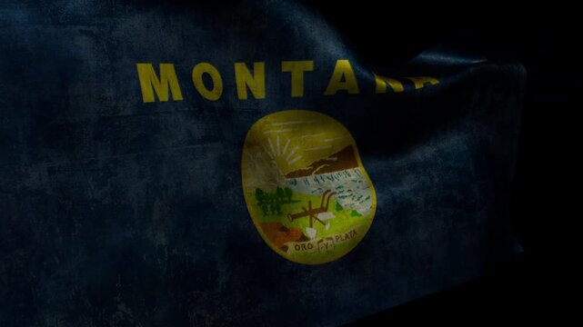 Animated Montana state flag with a worn appearance on the alpha channel