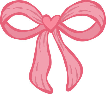 Valentines romantic heart love bow tie ribbon fashion vector cartoon illustration