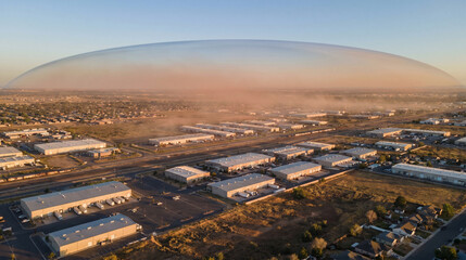 Fototapeta premium Regional Subsidence Inversion Dome Over Urban Fringe Heat and Pollution